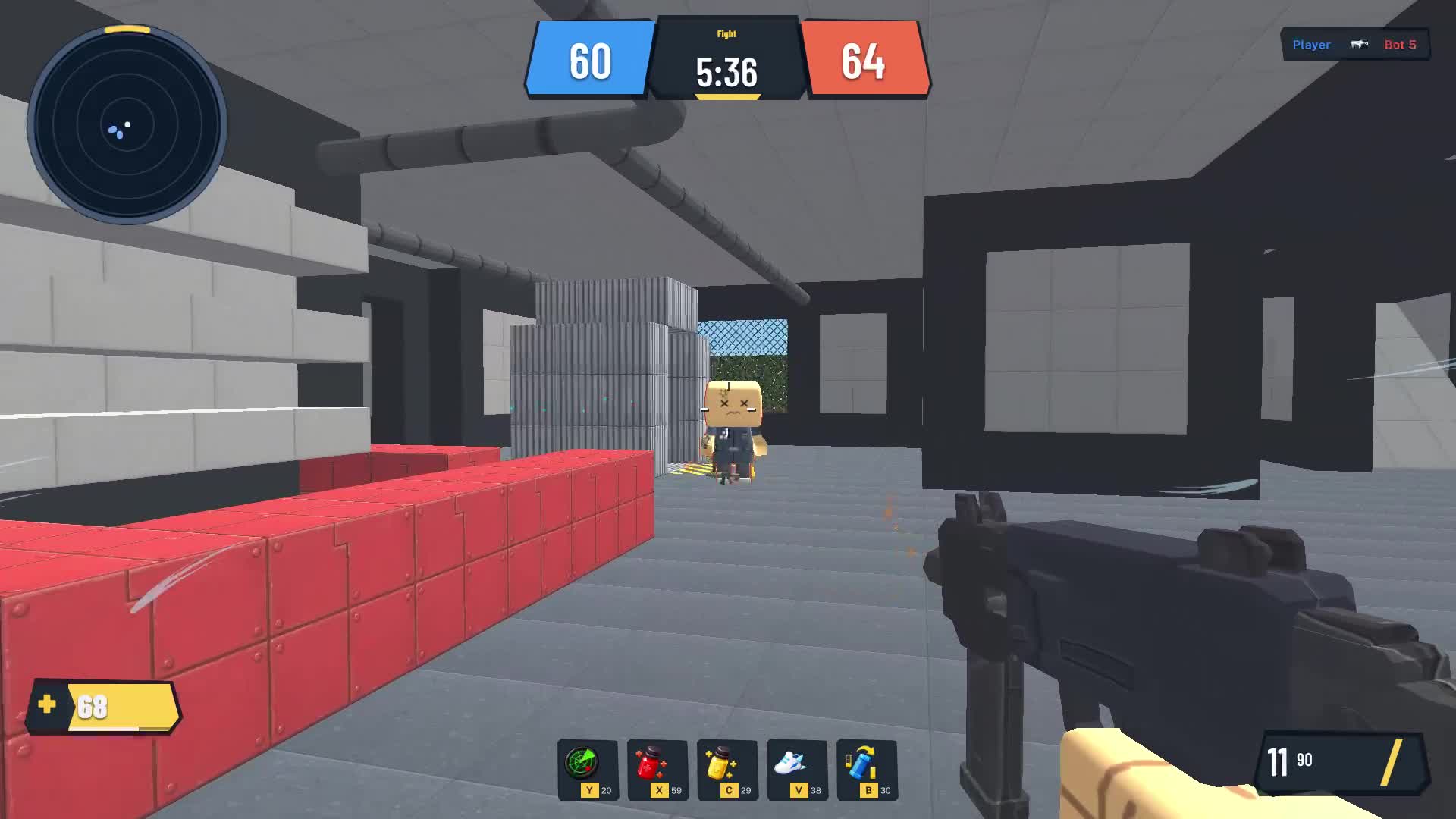 First-person BrickOps combat with an assault rifle