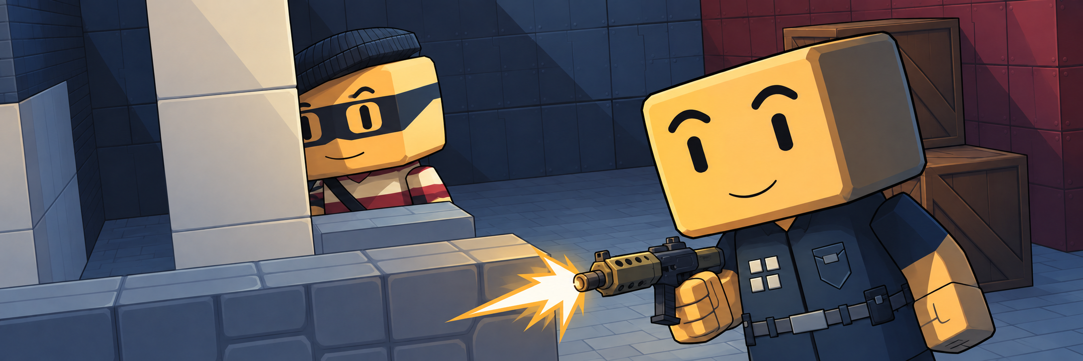BrickOps match illustration with police and robber characters