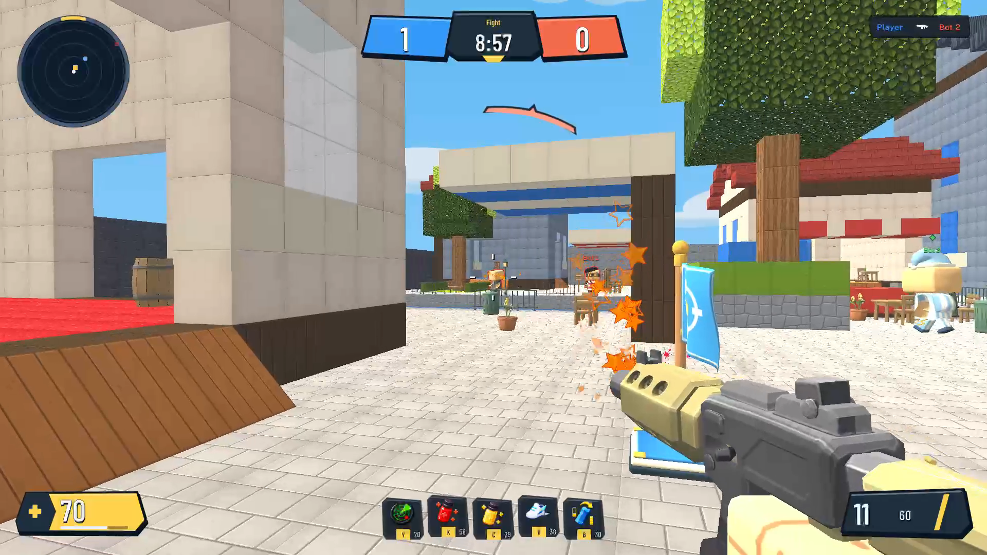 First-person BrickOps combat with an assault rifle