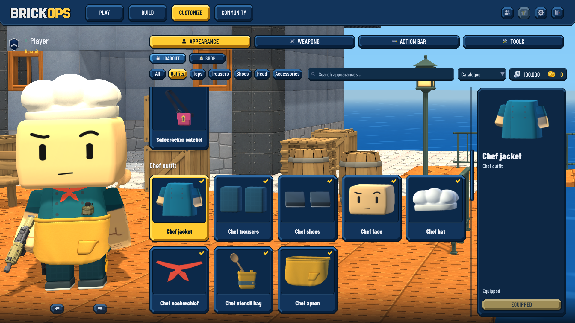 Character customization in BrickOps